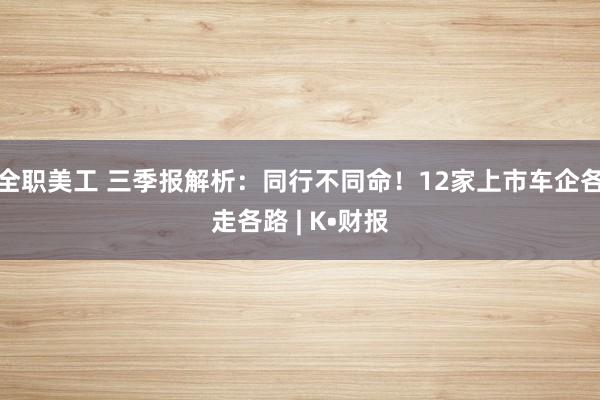 全职美工 三季报解析：同行不同命！12家上市车企各走各路 | K•财报